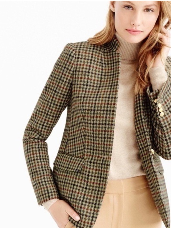 J. Crew Jackets & Blazers - J. Crew Regent Blazer Houndstooth Plaid in Green Coral Multi Sz 6